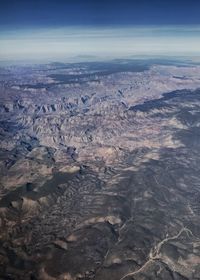 High angle view of volcanic landscape against sky