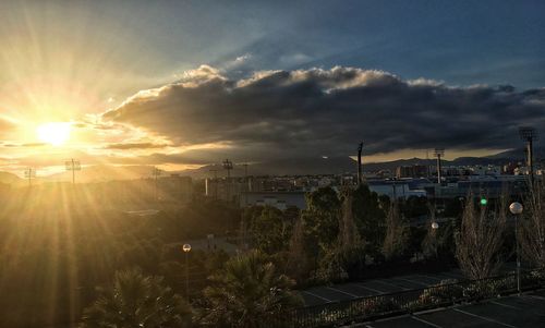 View of city at sunset
