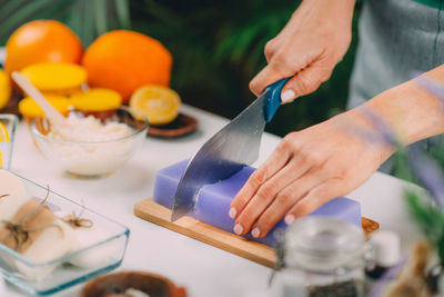 Soap making process.