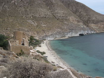 Scenic view of sea against mountain