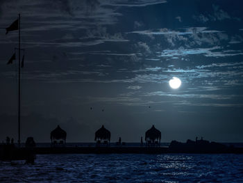 Scenic view of sea against sky at night