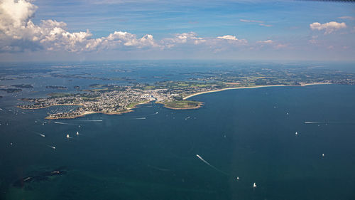 Aerial view of cityscape against sky