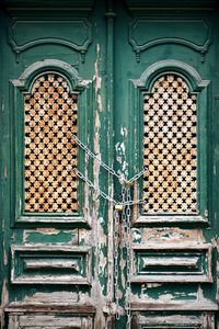 Closed door of old building