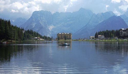 Scenic view of lake against sky