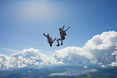 Skydivers in mid-air