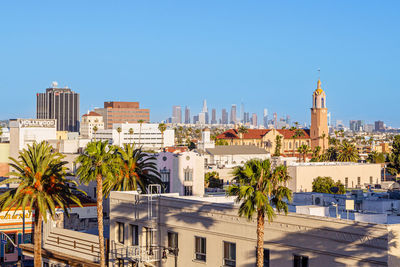 Sunset light los angeles aerial view cityscape