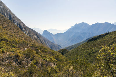 Scenic view of mountains against clear sky