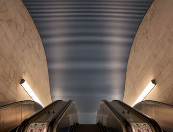 Low angle view of escalator in subway station