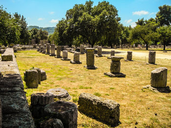 View of cemetery against sky