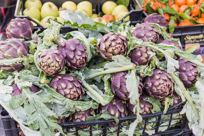 Close-up of vegetables for sale in market