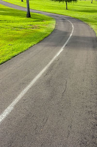 Surface level of empty road on field