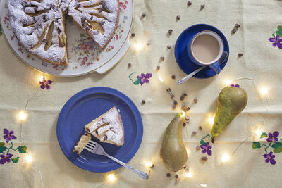 High angle view of coffee on table