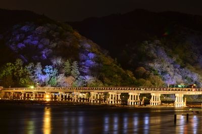 Scenic view of river at night