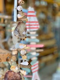 Close-up of hanging for sale at market stall