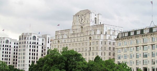 Low angle view of buildings against sky