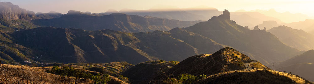 Panoramic view of mountains against sky