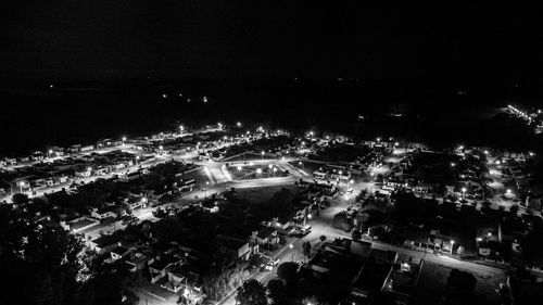 High angle shot of illuminated cityscape