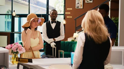 Portrait of female friends working in office