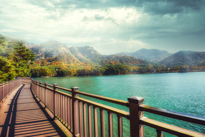 Scenic view of lake against sky