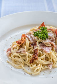 Close-up of meal served in plate