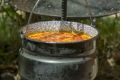 Close-up of meat in container