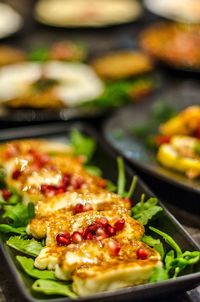 High angle view of food in plate