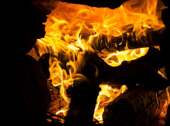 Close-up of bonfire at night