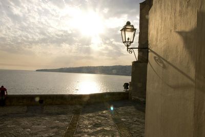 Scenic view of sea at sunset