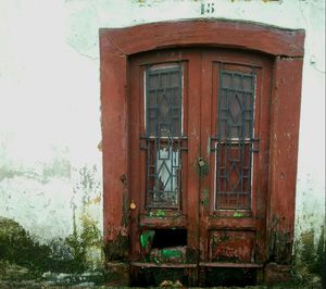 Closed door of old building