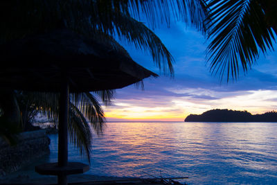 Scenic view of sea at sunset