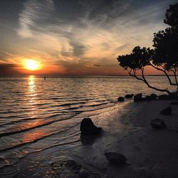 Scenic view of sea at sunset