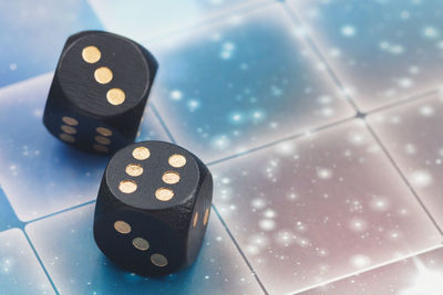 Close-up of dice on table