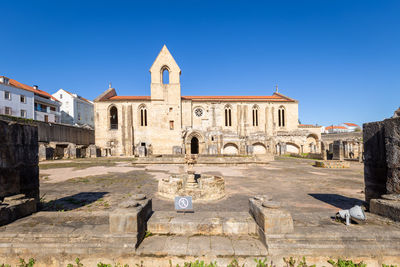 View of historical building against clear blue sky