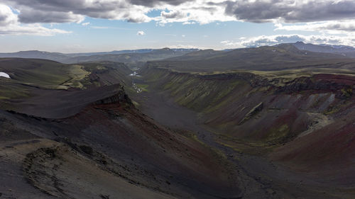 Scenic view of dramatic landscape against sky