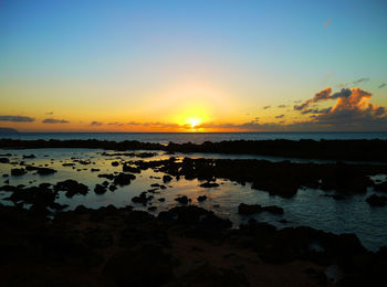 Scenic view of sea against sky during sunset