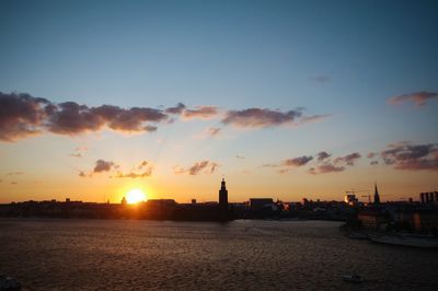 Sunset over city