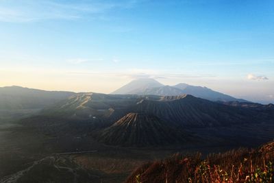 Scenic view of mountain range against sky