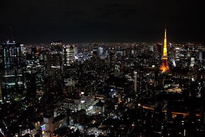 Illuminated cityscape at night