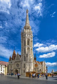 Church of the assumption of the buda castle in budapest, hungary, on a sunny summer morning