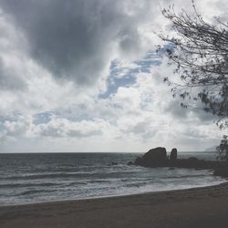 View of sea against cloudy sky