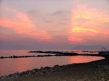 Scenic view of sea at sunset