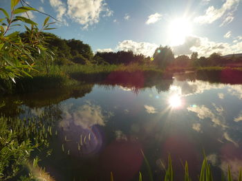 Scenic view of lake against sky