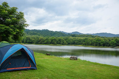 Scenic view of lake against sky