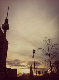 Low angle view of tower against sky