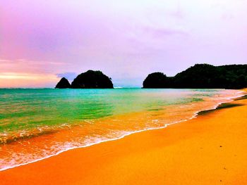 Scenic view of sea at sunset