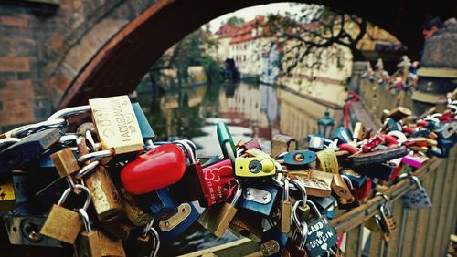 Padlocks in railing