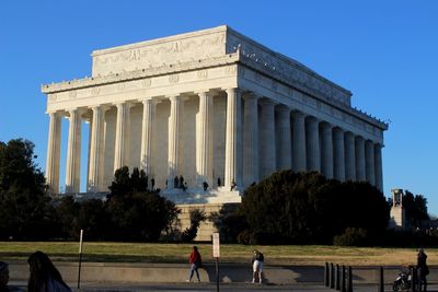 Tourists at historical building