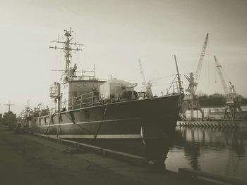 Ship in sea against sky