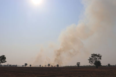 Panoramic view of field against sky