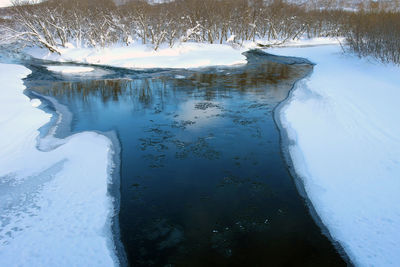 Scenic view of sea against sky during winter